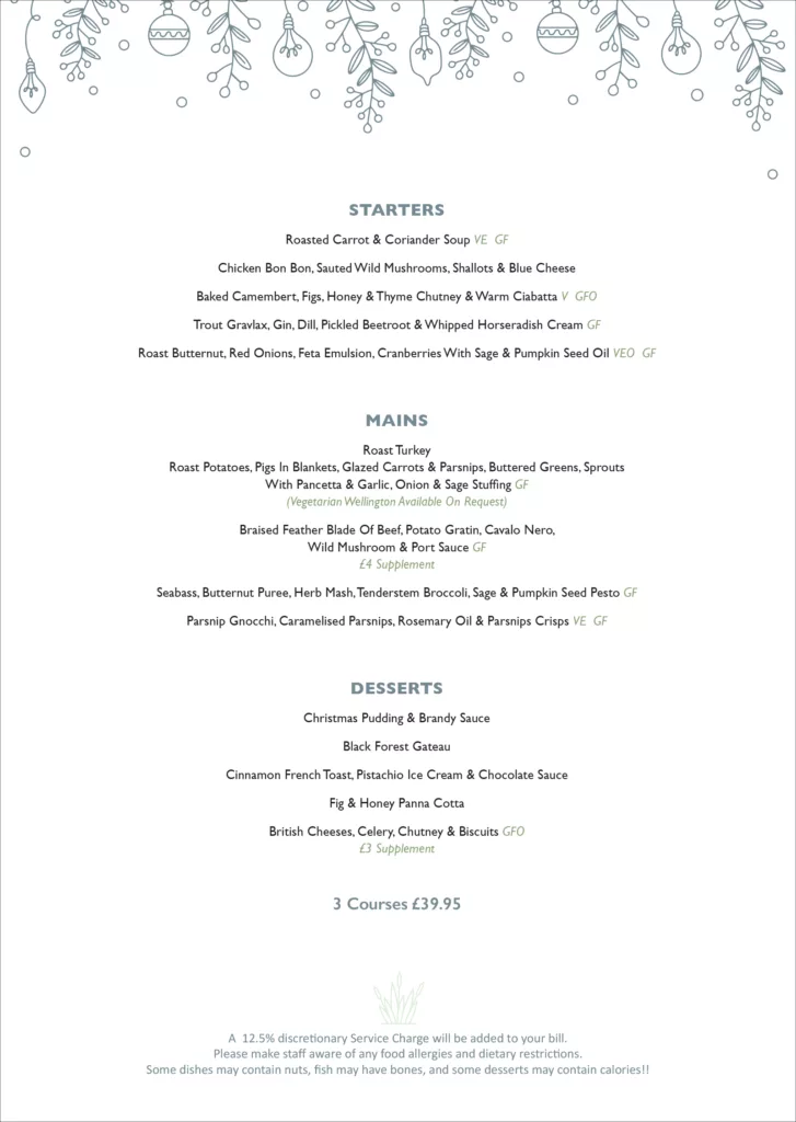 Xmas menu